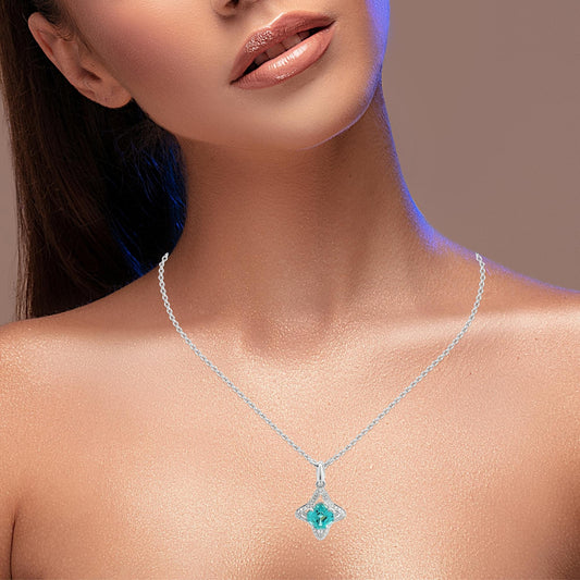 9K Lab Grown Paraiba Color Pendant